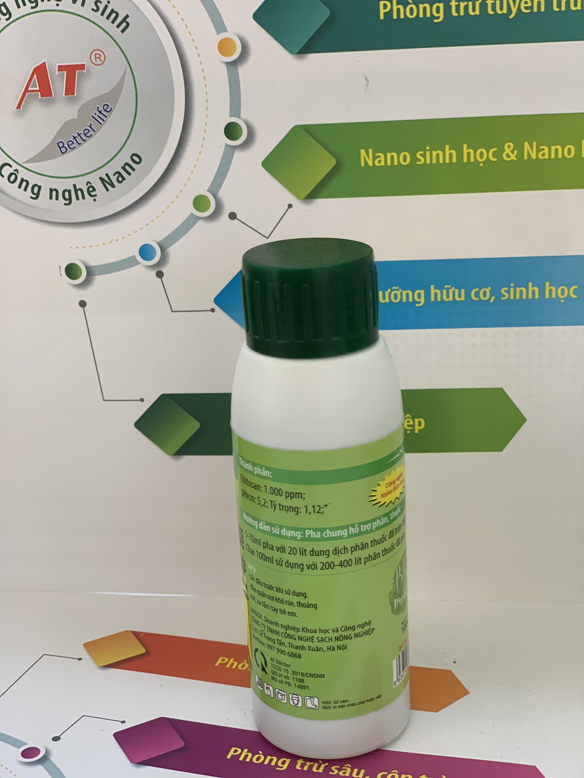 Nano Sinh Học AT Tăng Thẩm Thấu, Lưu Dẫn, Bám Dính, Chống Kháng Thuốc Cho Rau Sạch Và Cây Ăn Quả - Soda 100ml