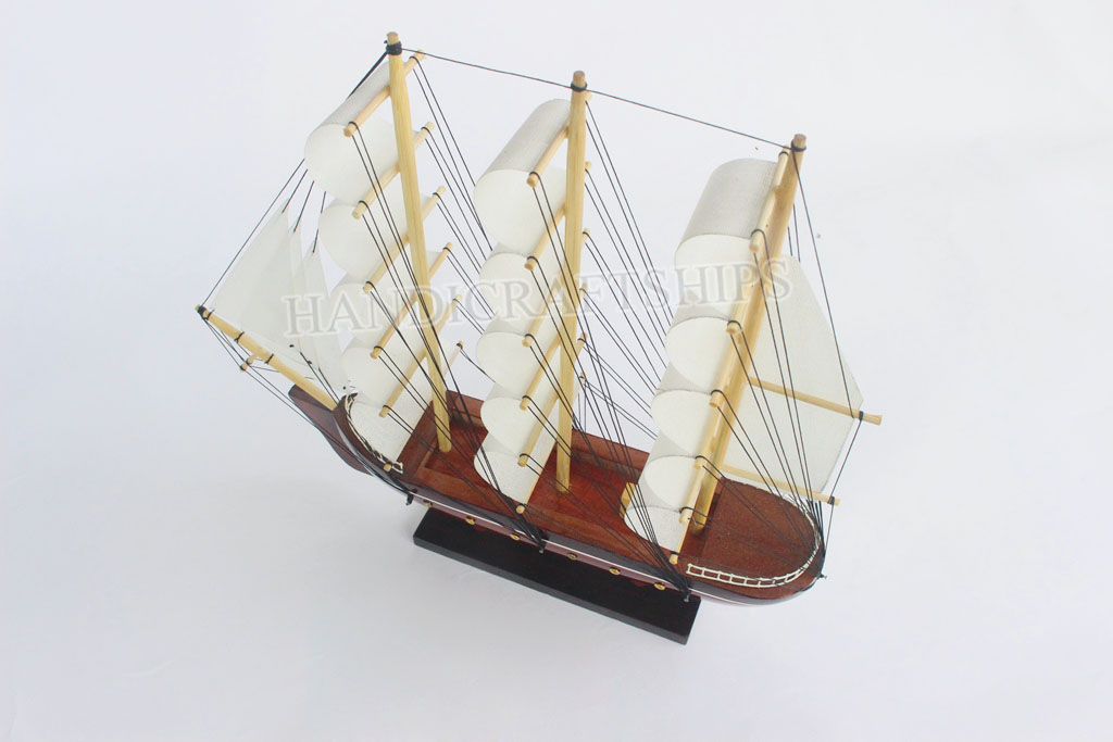 (Sẵn sàng trưng bày) Mô hình thuyền handmade trang trí nhà cửa (30cm - trắng) có hỗ trơ ship