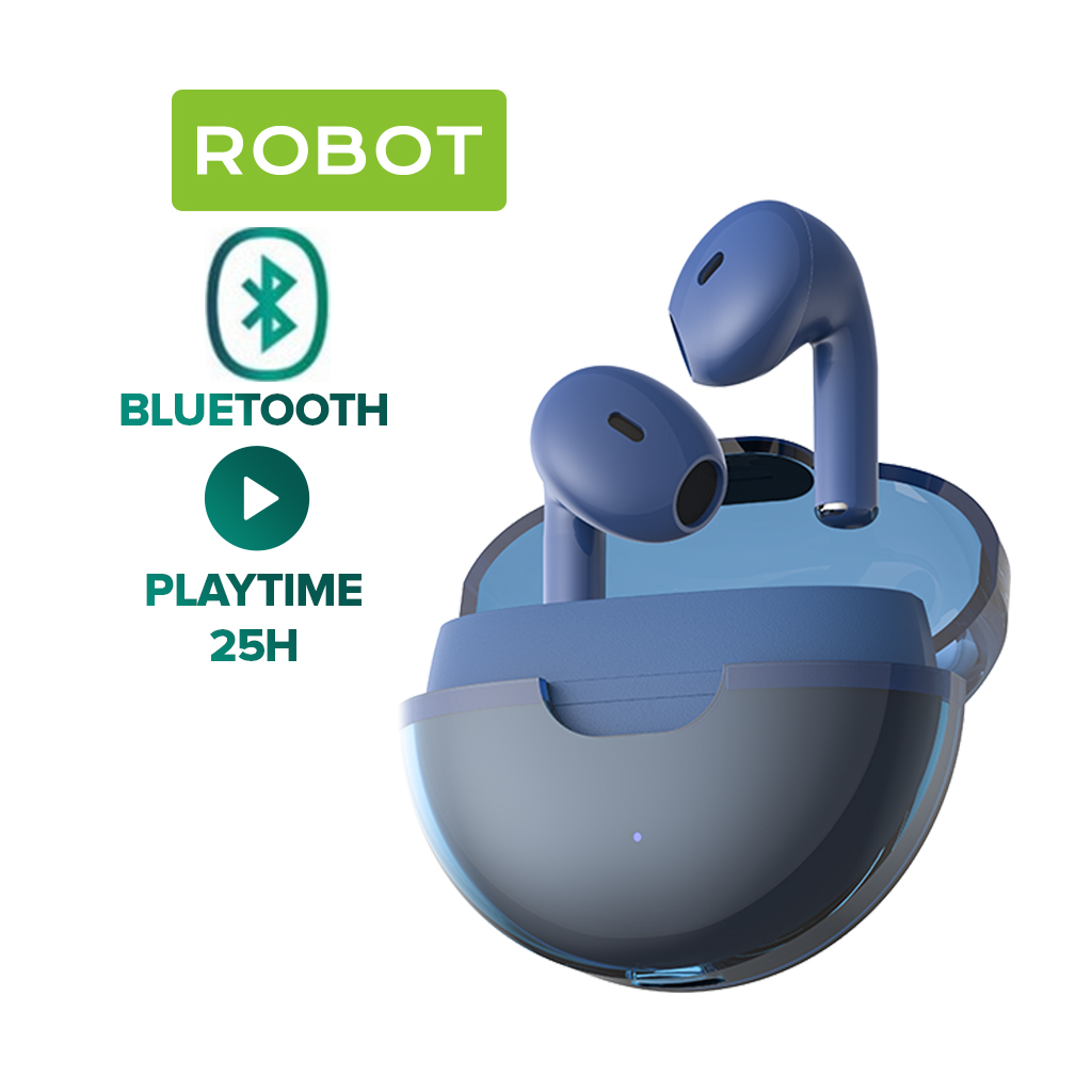 Tai Nghe Không Dây ROBOT Flybuds T20 Bluetooth 5.3 Chống Nước IPX4 Thiết Kế Vỏ Trong Suốt - HÀNG CHÍNH HÃNG