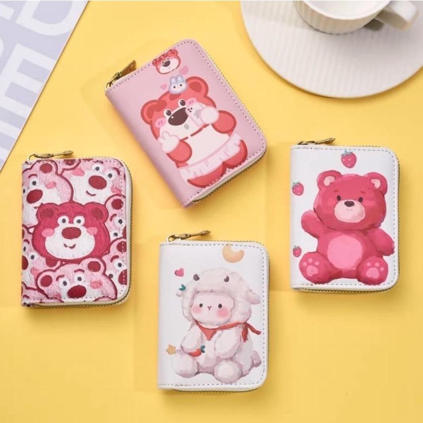 Ví mini cầm tay nam nữ hoạ tiết gấu dâu lotso Túi đựng thẻ tiện lợi