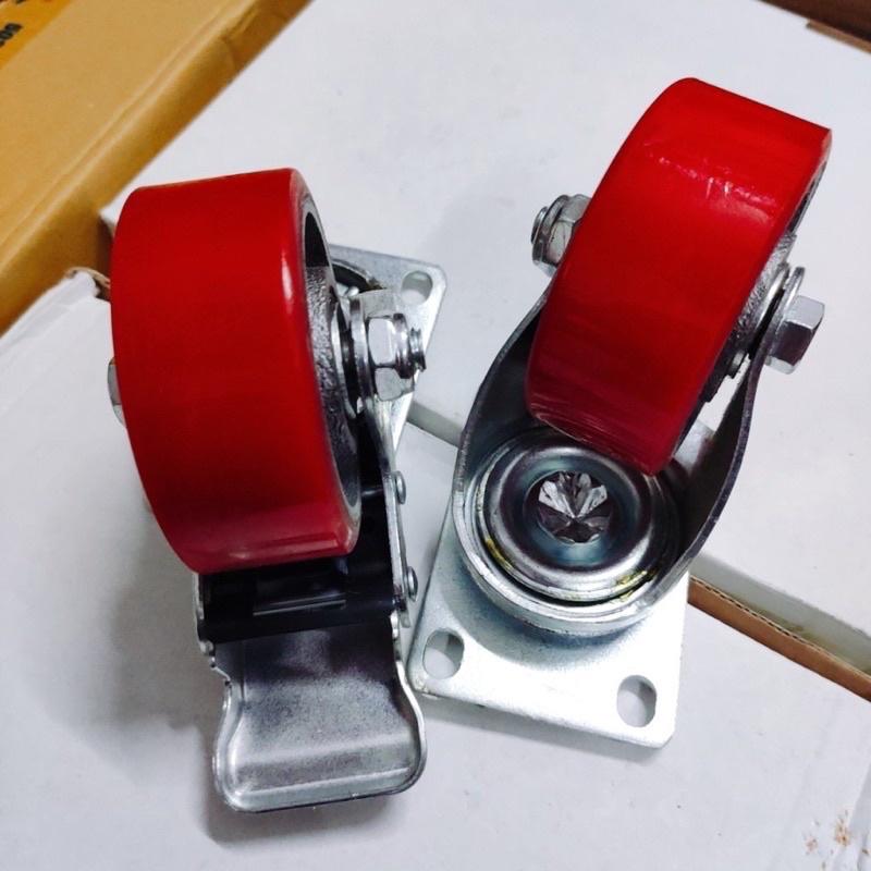 Bánh xe PU 100mm càng dày 5mm lõi gang đúc siêu bền