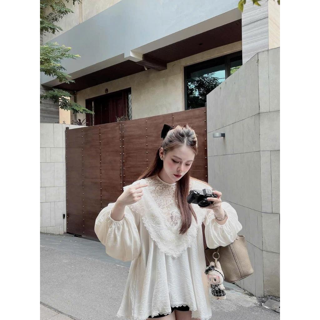 Ao đũi mây dáng dài rộng phối ren chuẩn mẫu LD415 BY JOLIE