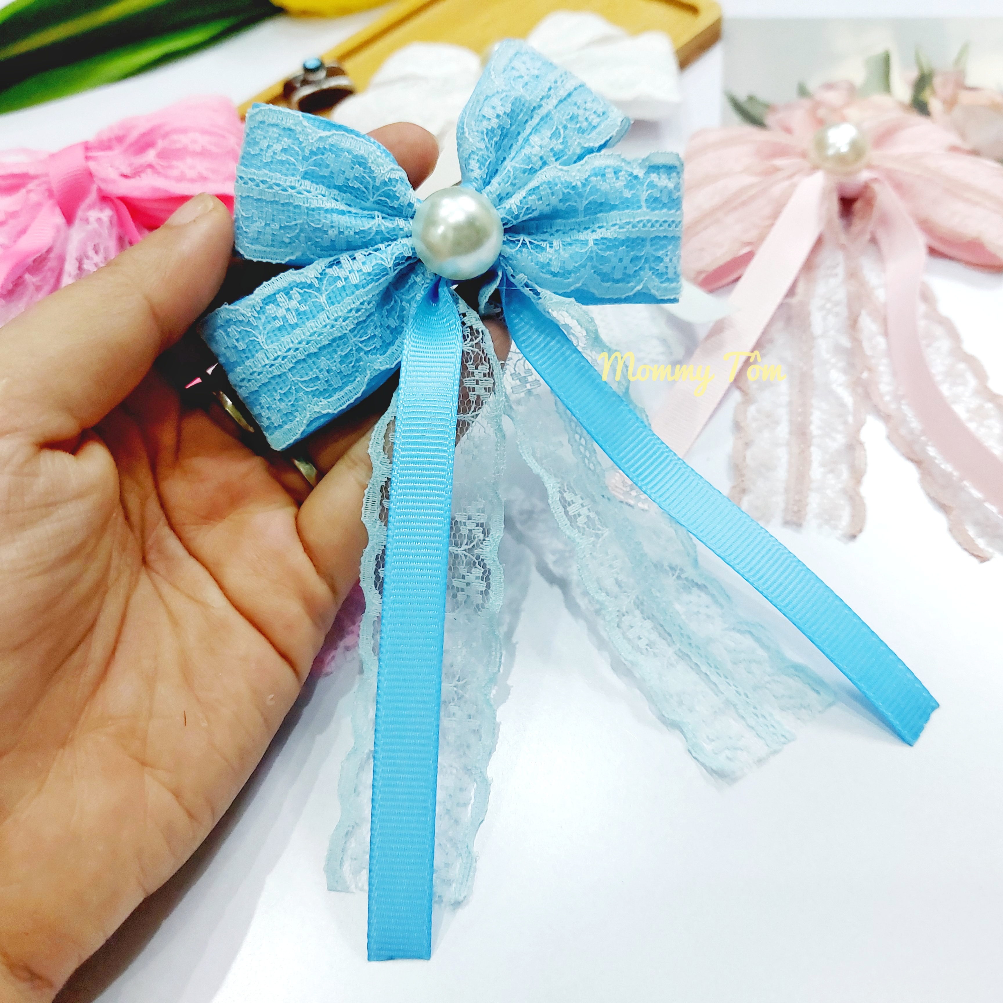 Dây buộc tóc nơ đuôi dài handmade cho bạn gái