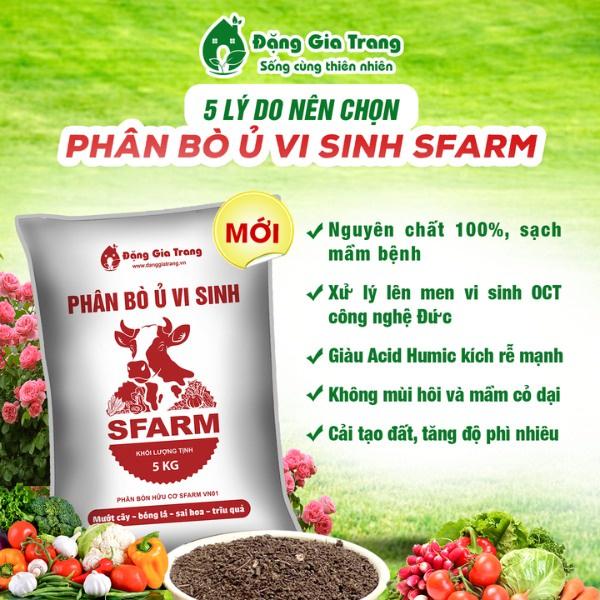 Phân bò hữu cơ vi sinh SFARM đã qua xử lí - túi 5kg