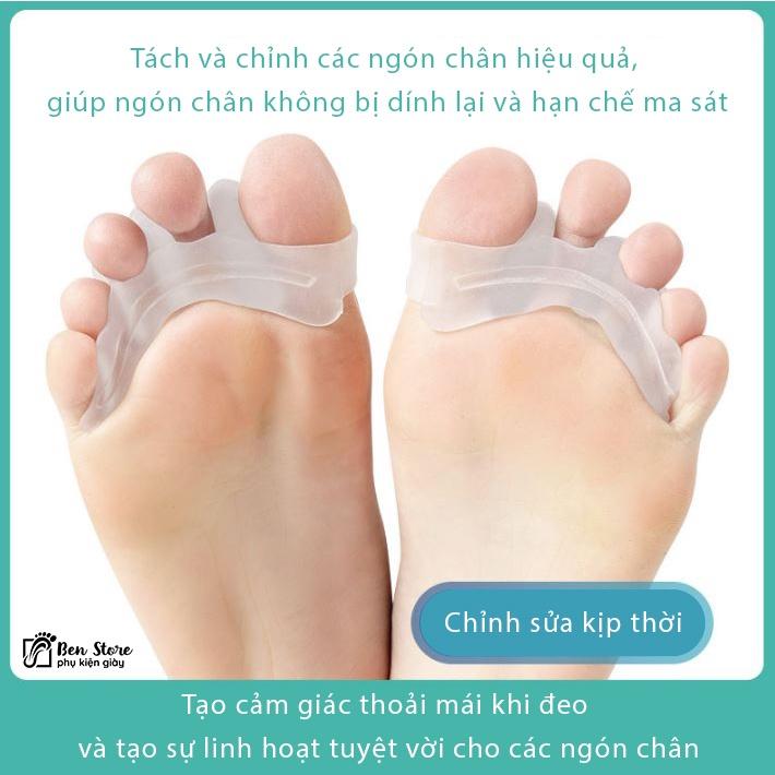 Cặp gel tách ngón chân bốn lỗ kẹp chân hallux valgus Điều Chỉnh Chứng Vẹo Ngón Chân Chăm Sóc Bàn Chân #sil74