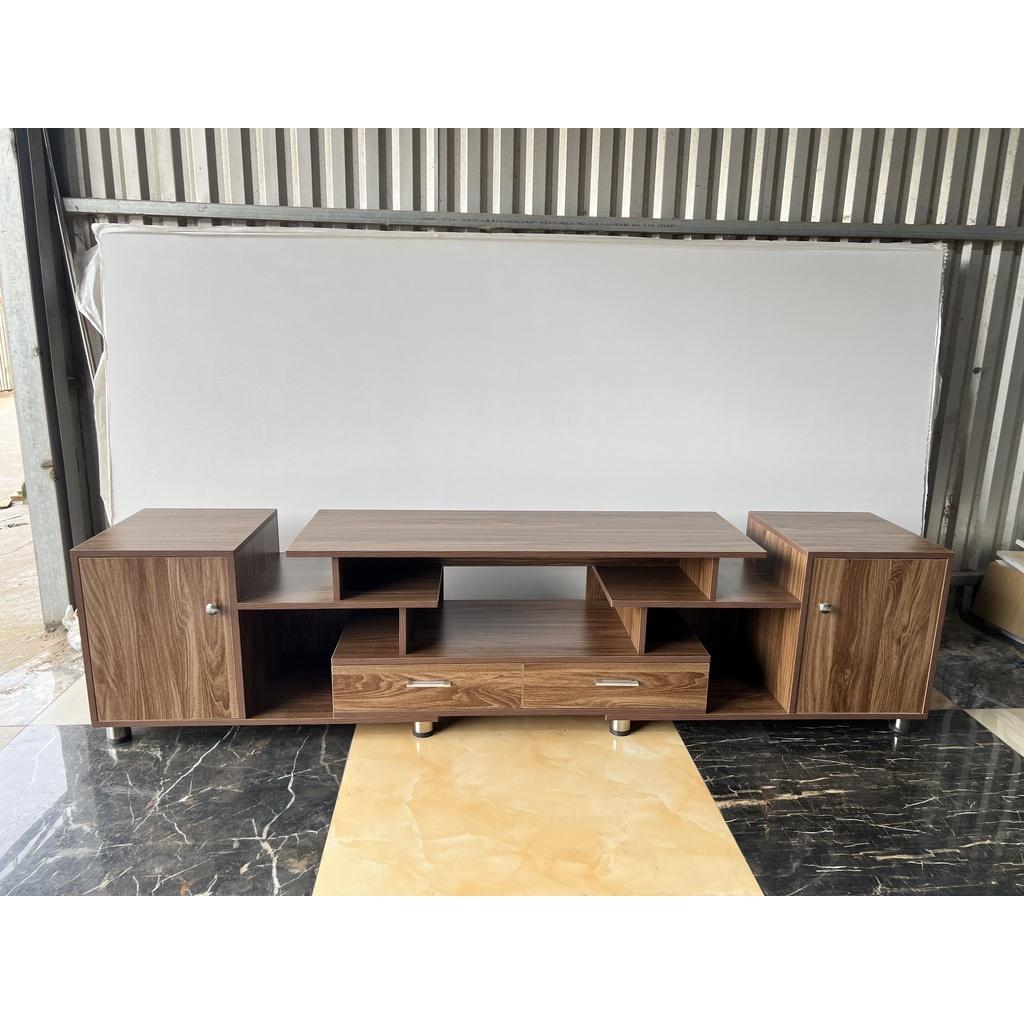 Kệ tivi thông minh kéo ra 2 đầu tăng giảm kích thước, dài 1,6m kéo ra được 2,3m, loại 2 ngăn kéo 2 cánh thớt tivi phẳng