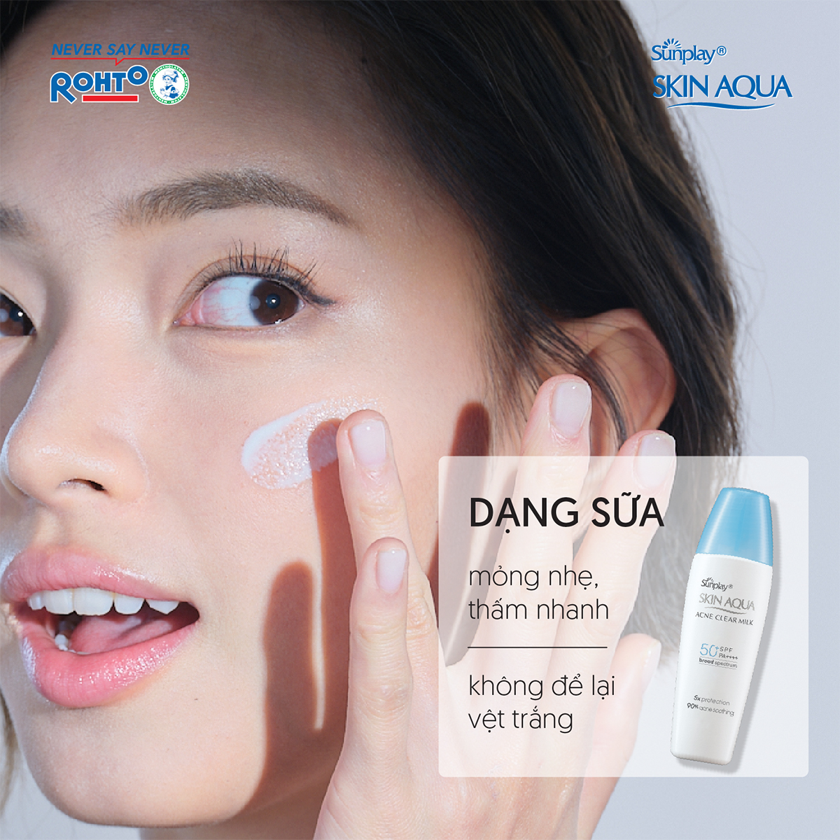 Kem chống nắng Skin Aqua cho da mụn, dạng sữa dùng hàng ngày Sunplay Skin Aqua Acne Clear Eco Việt Nam SPF 50, PA++++ 25g