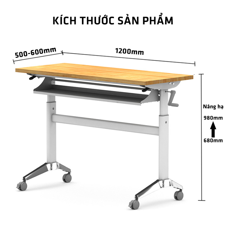 Bàn làm việc nâng hạ 1m2 có ngăn kéo di động, bàn gấp gọn điều chỉnh chiều cao nhập khẩu nguyên chiếc