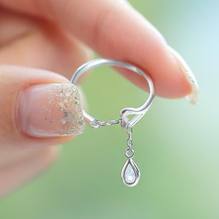 Nhẫn bạc 925 thiết kế hình giọt nước đính đá thời trang cho nữ ANTA Jewelry - ATJ3461