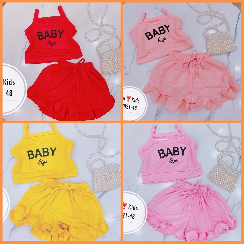 Bộ 2 dây bé gái mùa hè 15-24kg cotton đũi dáng croptop cực mát