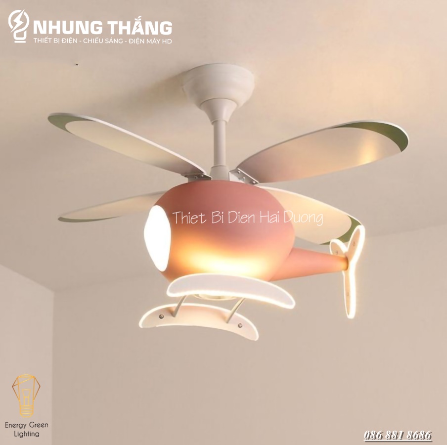 Quạt Trần Máy Bay Có Đèn Led DGT-MB1 - 3 Chế Độ Ánh Sáng - 6 Tốc Độ gió - Decor Phòng Ngủ,Phòng Khách - Có Video