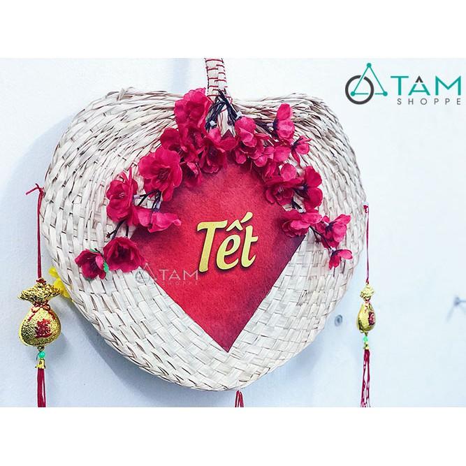 Vòng hoa treo cửa Tết Handmade quạt nan số 17