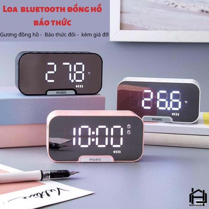 Loa bluetooth đồng hồ G10 cao cấp, loa mini kiêm báo thức, nghe đài FM, màn hình tráng gương hiển thị đèn led