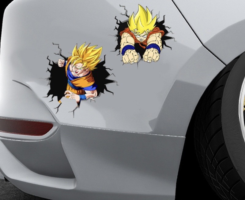 Miếng Dán Phản Quang Hình Dragon Ball Son Goku Trang Trí Kính Chắn Gió Thân Xe / Laptop / Xe Hơi