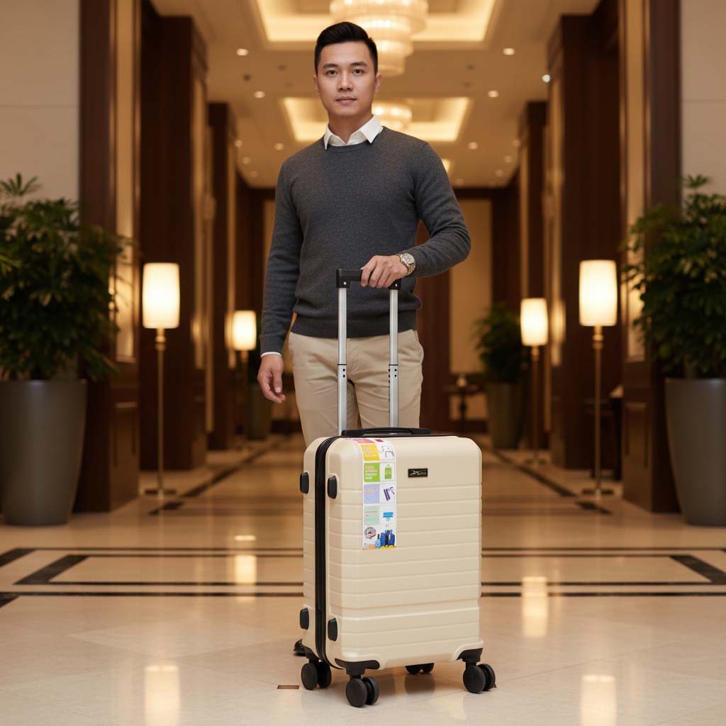 Vali Du Lịch Cao Cấp Chống Va Đập, Khóa TSA, USB Tiện Lợi – Xbags White Titan Pro Xb6105, Phong Cách Sang Trọng Thanh Lịch!