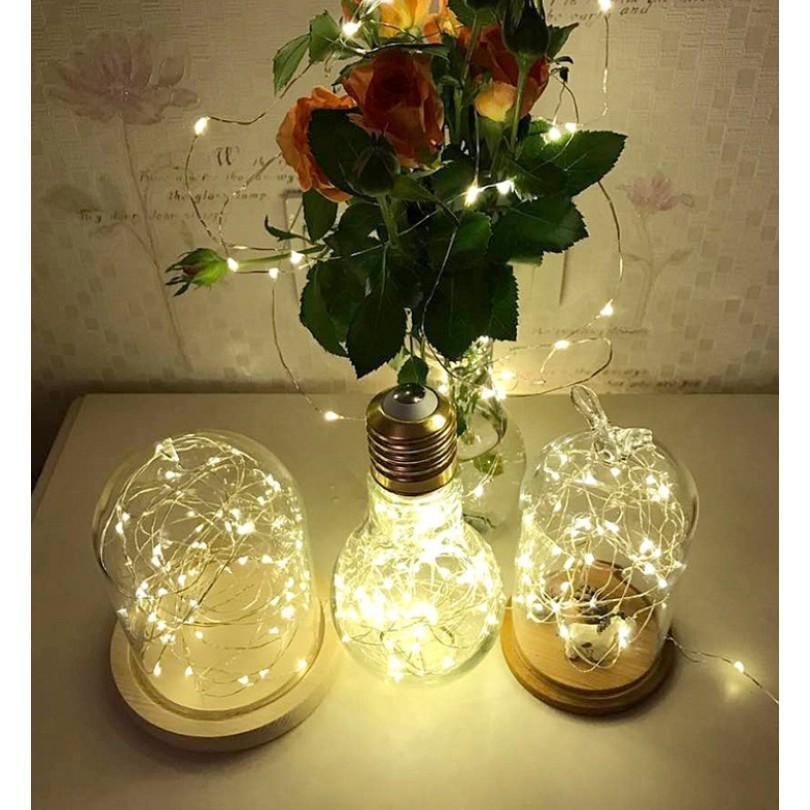 Đèn Led đom đóm trang trí 4 mét Vàng Nắng dùng pin con thỏ
