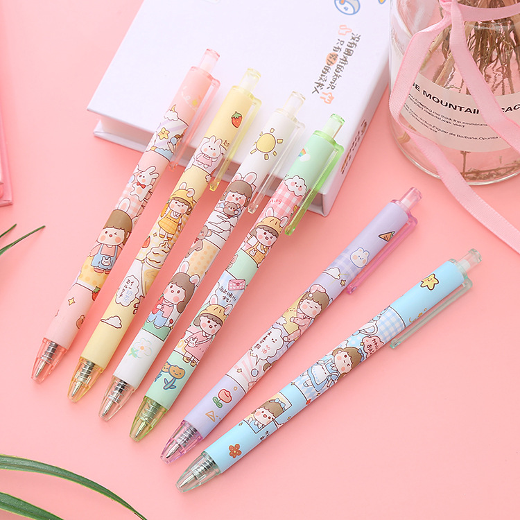 Set 20 bút bi gel, bút nước mực đen mix nhiều mẫu đa dạng tặng kèm túi đựng cute