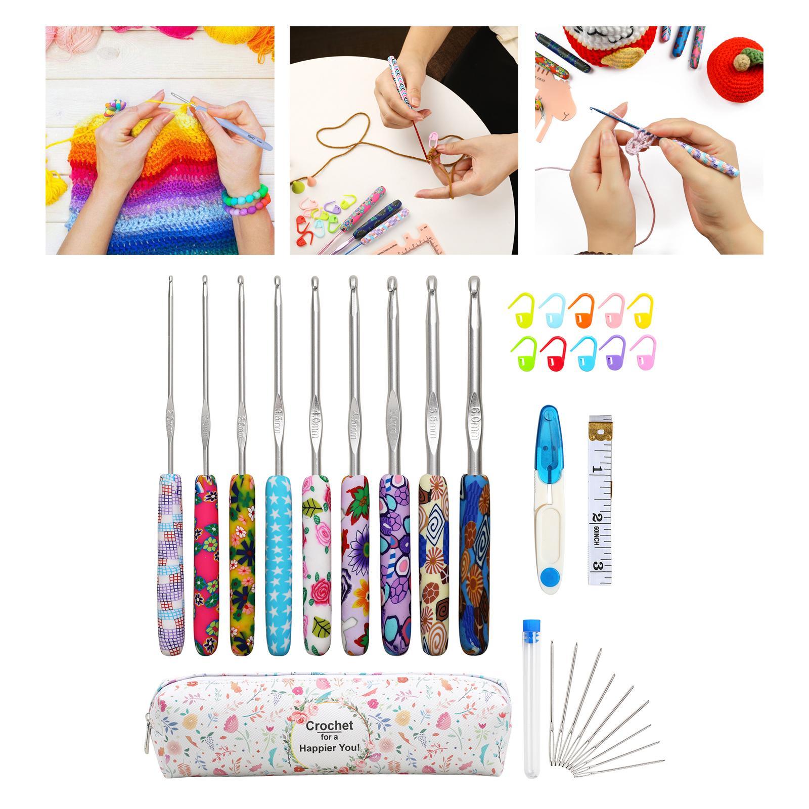 31Pcs Crochet Hook Kit Yarn Knitting Hooks + Case 9-Sizes for Beginners
