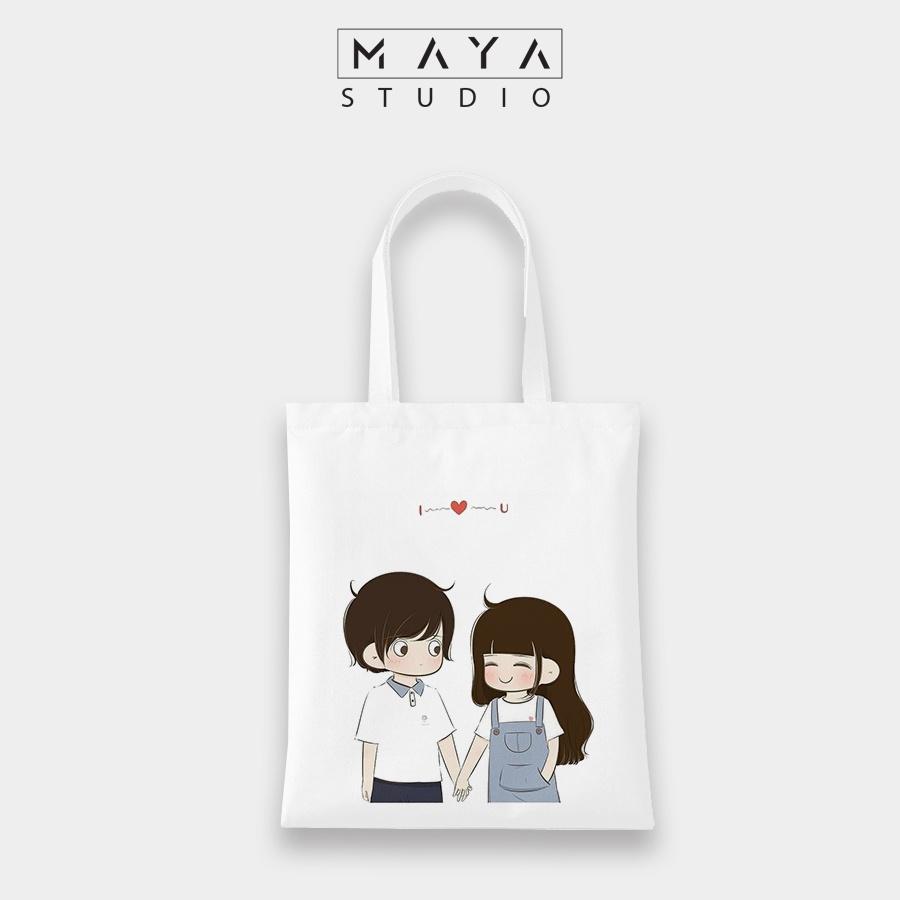 Túi Tote VUÔNG MAYA vải canvas ulzzang CẶP ĐÔI siêu dễ thương phù hợp mọi lứa tuổi cho đi chơi đi học - 146TV