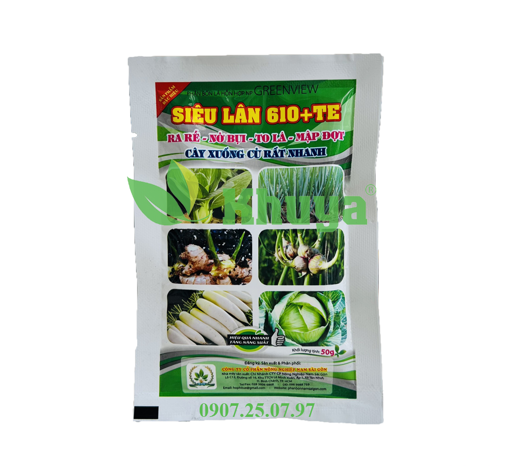 Phân bón lá Siêu Lân 610+TE 50gr Ra rễ - Nở bụi - Mập đọt