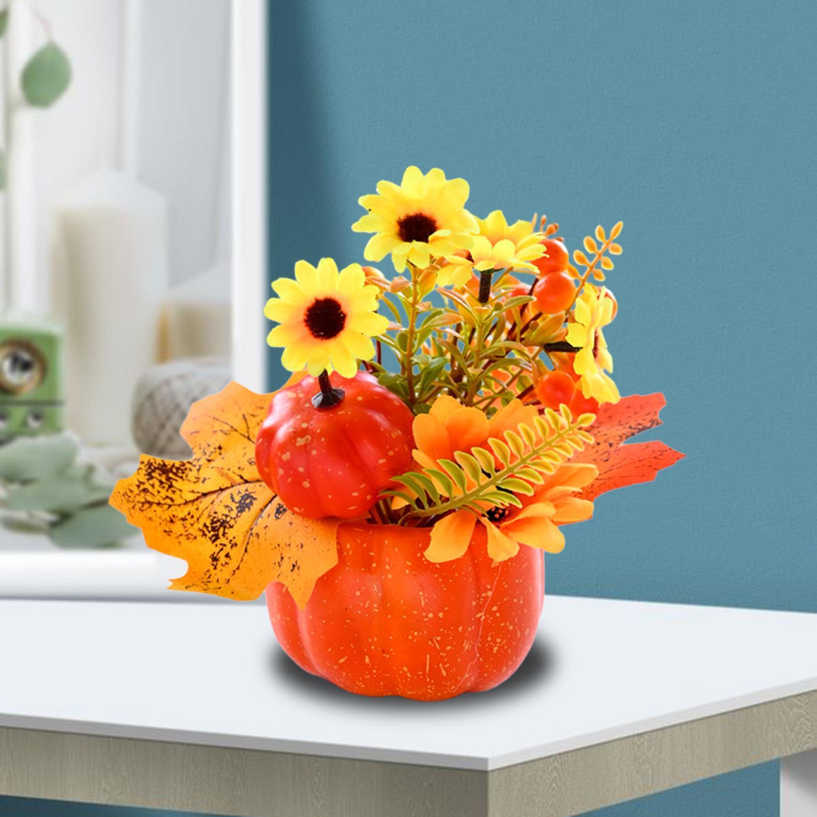 Artificial Pumpkin Flower Autumn Floral Arrangement Fall Pumpkin Centerpiece