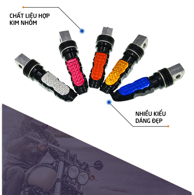 Bộ 2 cái pát gắn gác chân rider hợp kim dành cho các dòng xe honda, xe đạp, xe điện, mô tô, xe máy exciter, AB, SH, vision, lead,…phong cách_MB06-PGC