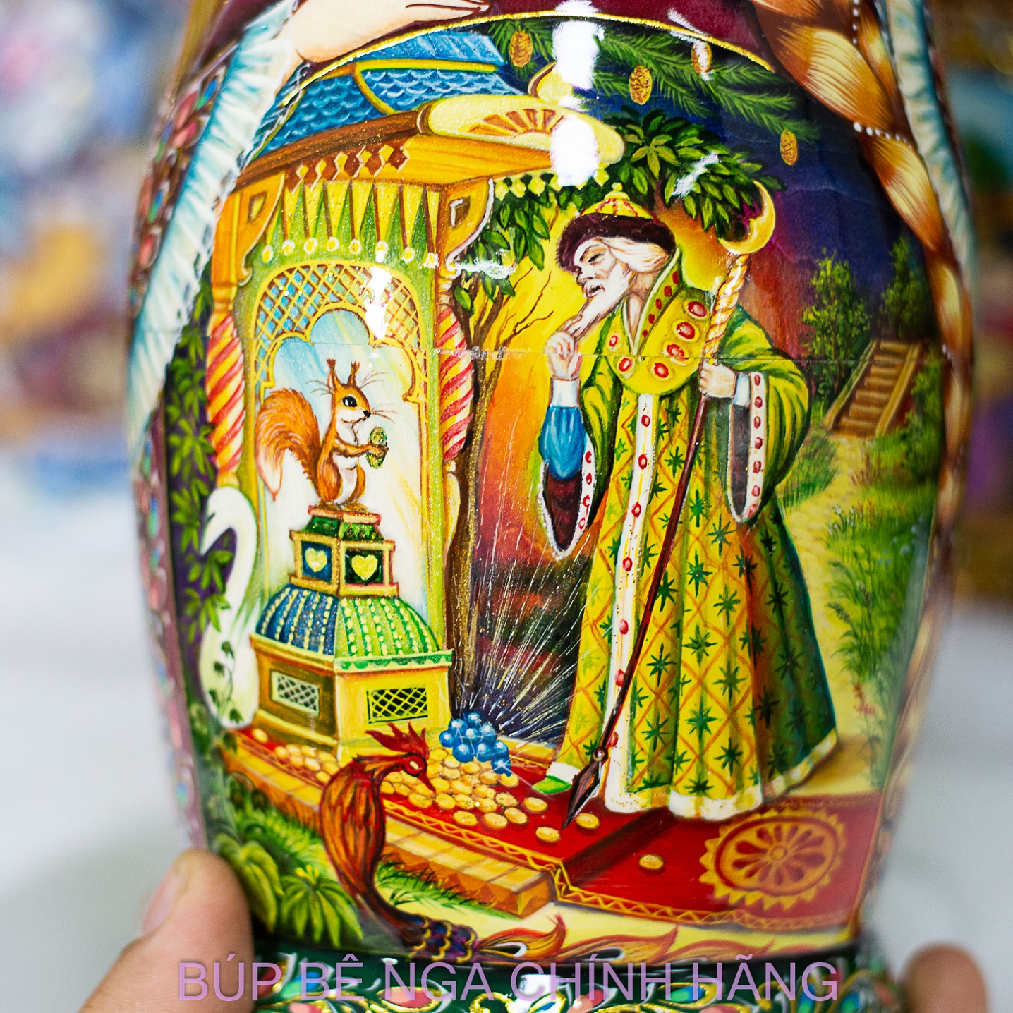 BỘ BÚP BÊ NGA MATRYOSHKA CAO CẤP 10 LỚP 26CM HOA VĂN "CHUYỆN CỔ TÍCH VUA SALTAN" CỰC ĐẸP VÀ SANG TRỌNG