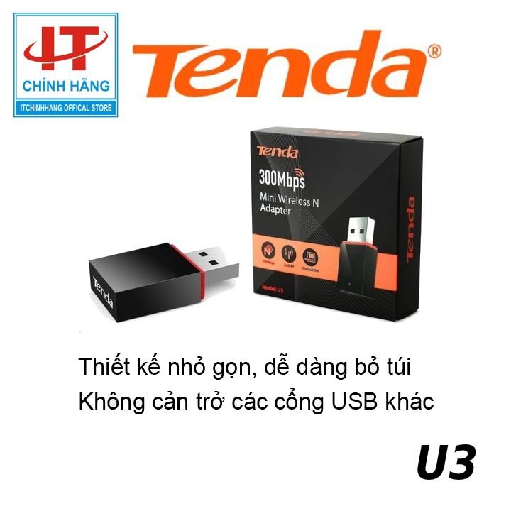 USB Wifi Tenda U3 tốc độ 300Mbps - Hàng Chính Hãng Microsun