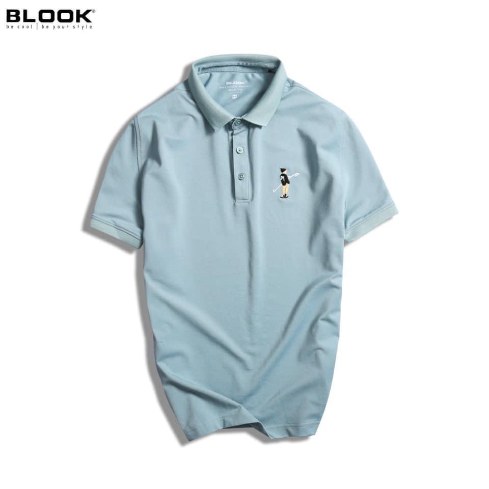 Áo polo nam slimfit BLOOK vải thun cá sấu cotton co giãn thêu hình trẻ trung 35031 ( HÌNH THẬT )