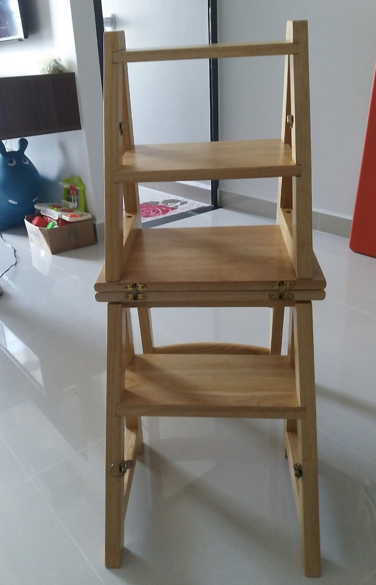 GHẾ THANG GỖ CAO SU MÀU TỰ NHIÊN GHẾ 4 BẬC BH53398