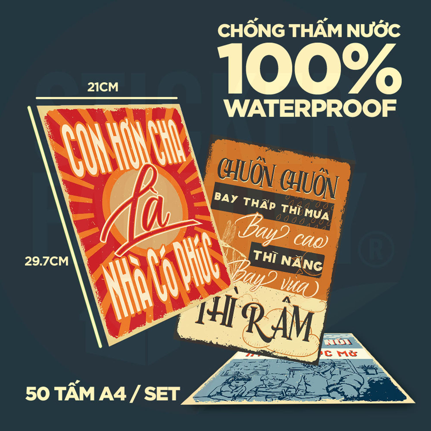 PROPAGANDA CA DAO TỤC NGỮ VIỆT NAM - Set 50 Poster A4 dán tường trang trí decor STICKER FACTORY