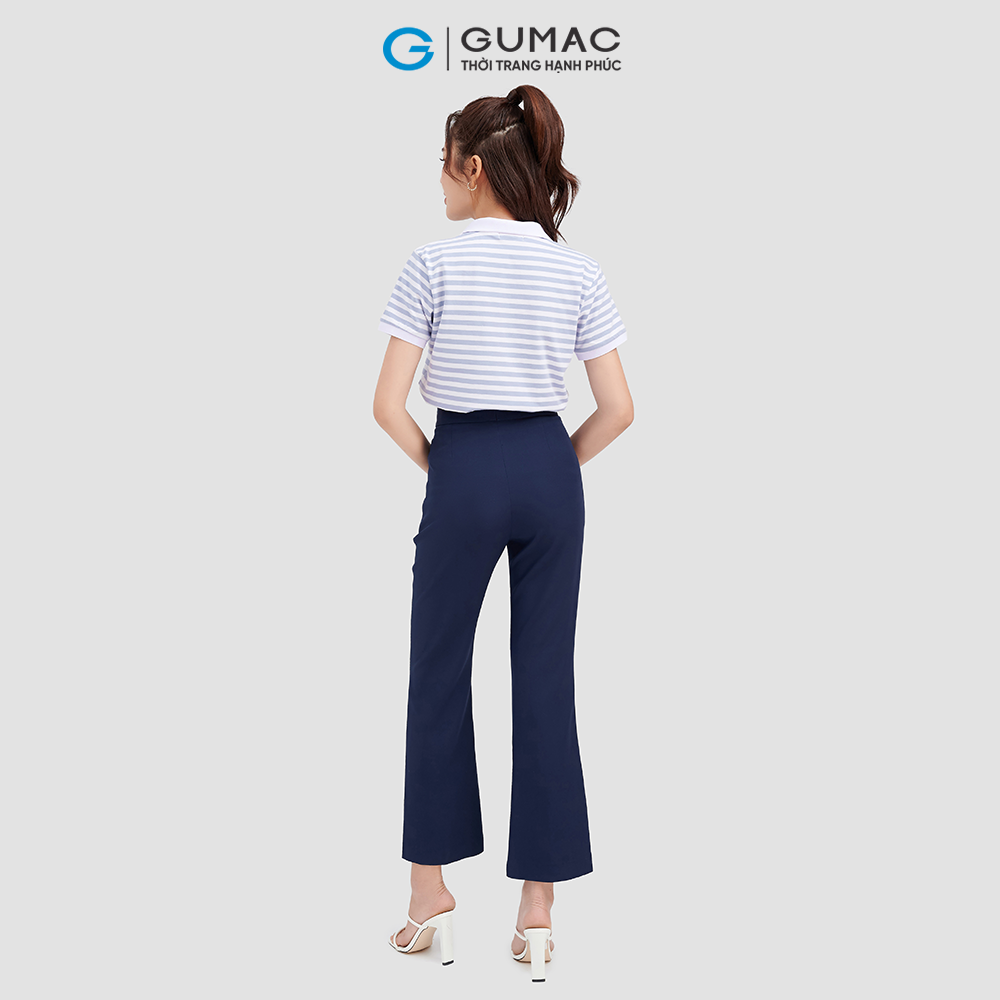 Áo polo nữ GUMAC ATC09048 sọc ngang phối bo trẻ trung
