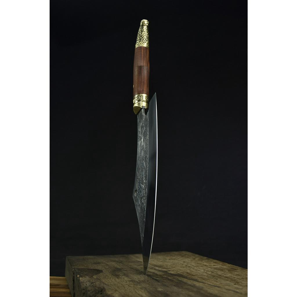 Dao bếp thái lọc,chặt gà không rỉ cao cấp, mặt dao dập chìm hoa văn hổ, khâu đồng -TOPCOMSHOP - A16 DT150