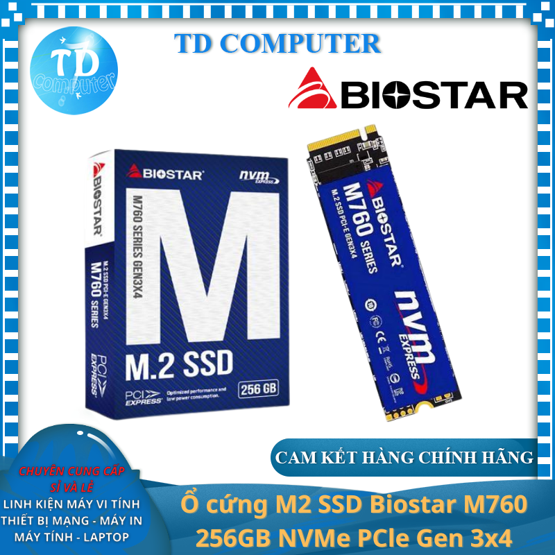 Ổ cứng M2 SSD Biostar M760 256GB NVMe 2280 PCle Gen 3x4 - Hàng chính hãng DigiWorld phân phối