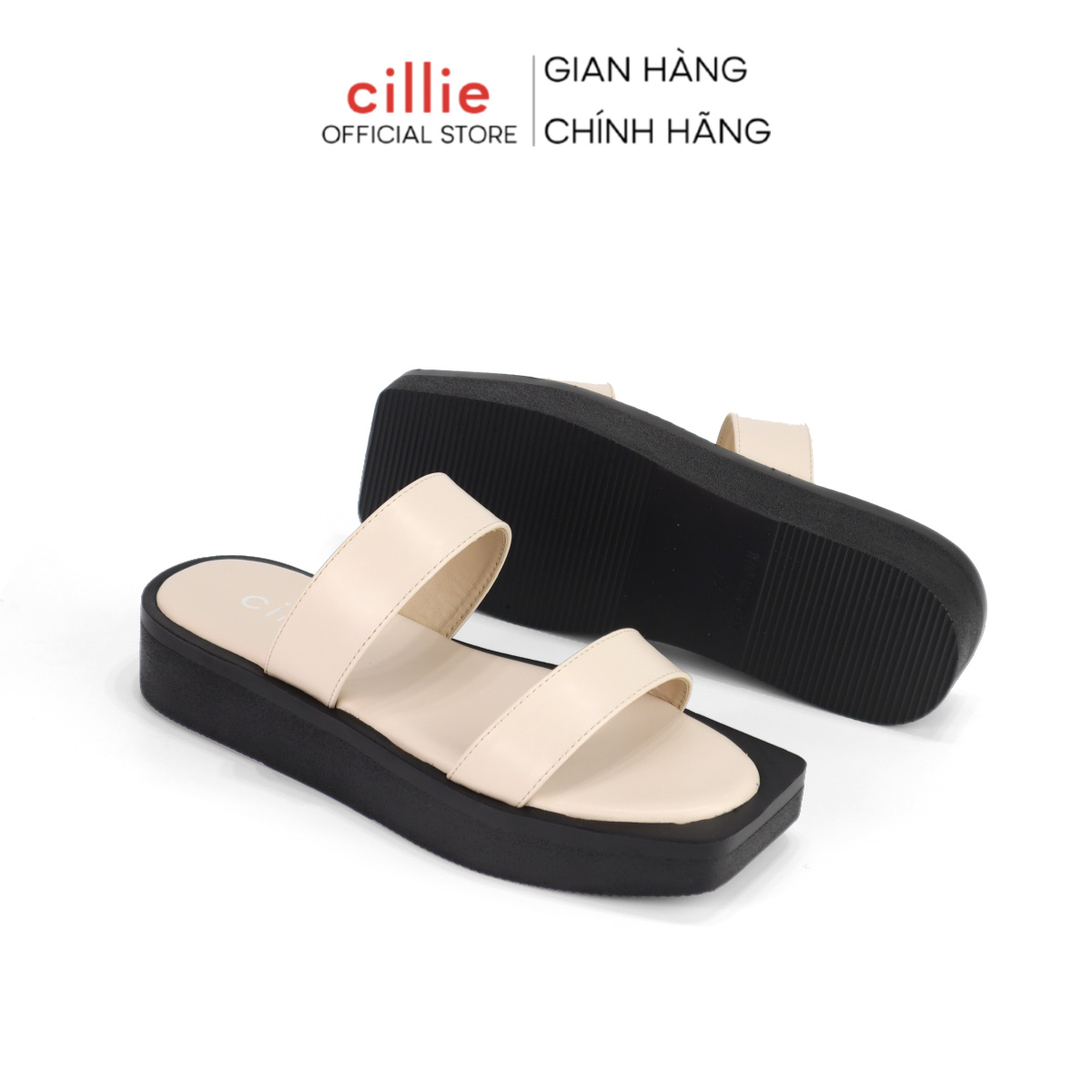 Dép nữ quai ngang đế bánh mì mùa hè trendy êm mềm cao 3cm đi chơi dạo phố Cillie 1113