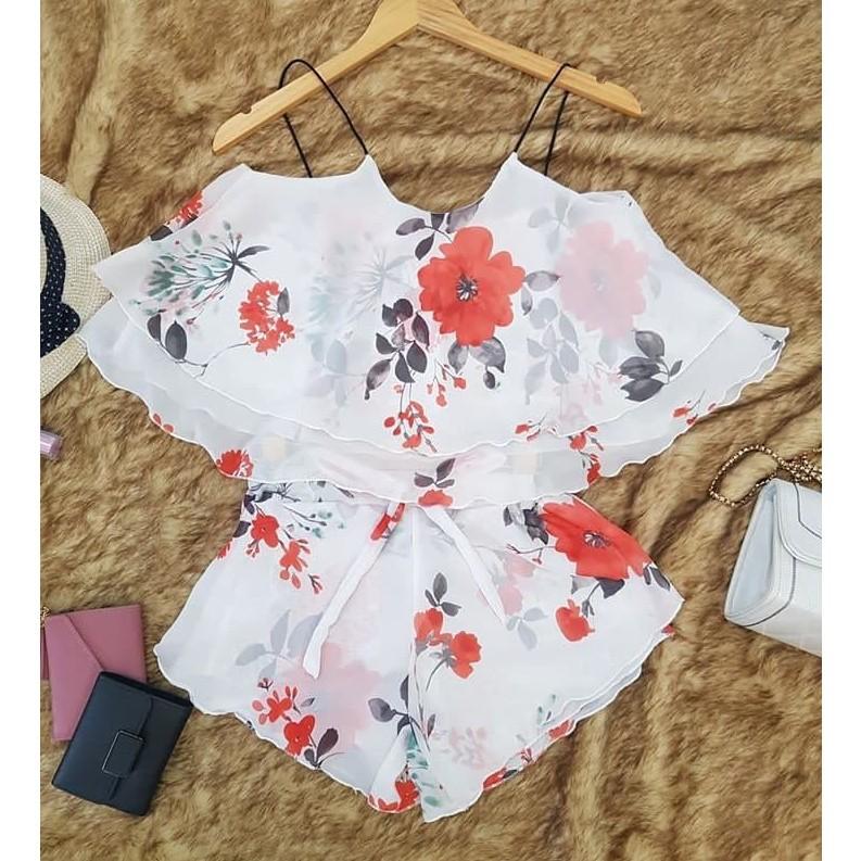 Set đồ bộ mặc nhà, đồ ngủ 2 dây mát mẻ, quyến rũ, chất voan 2 lớp 2 tầng, bộ đồ ngủ, SET BƯỚM VINTAGE