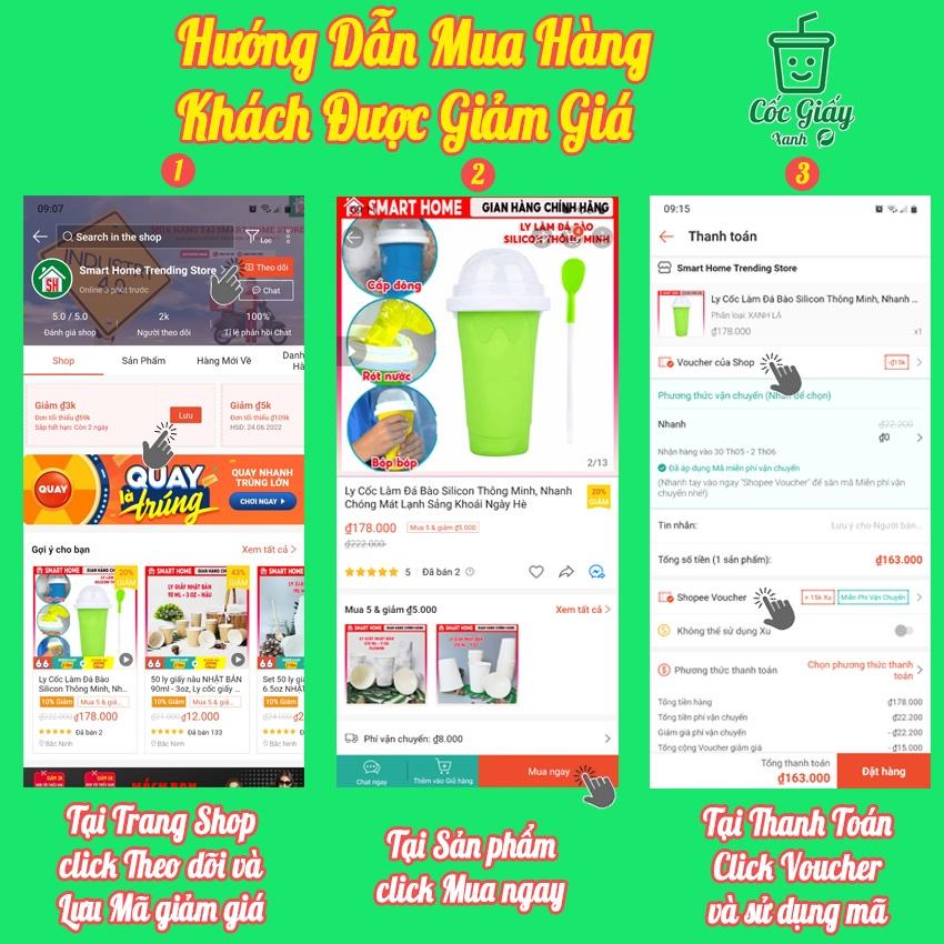 50 CỐC GIẤY XANH 210ml Size Nhỏ Dùng 1 Lần Uống Nước Cứng Cáp, Kín Kẽ