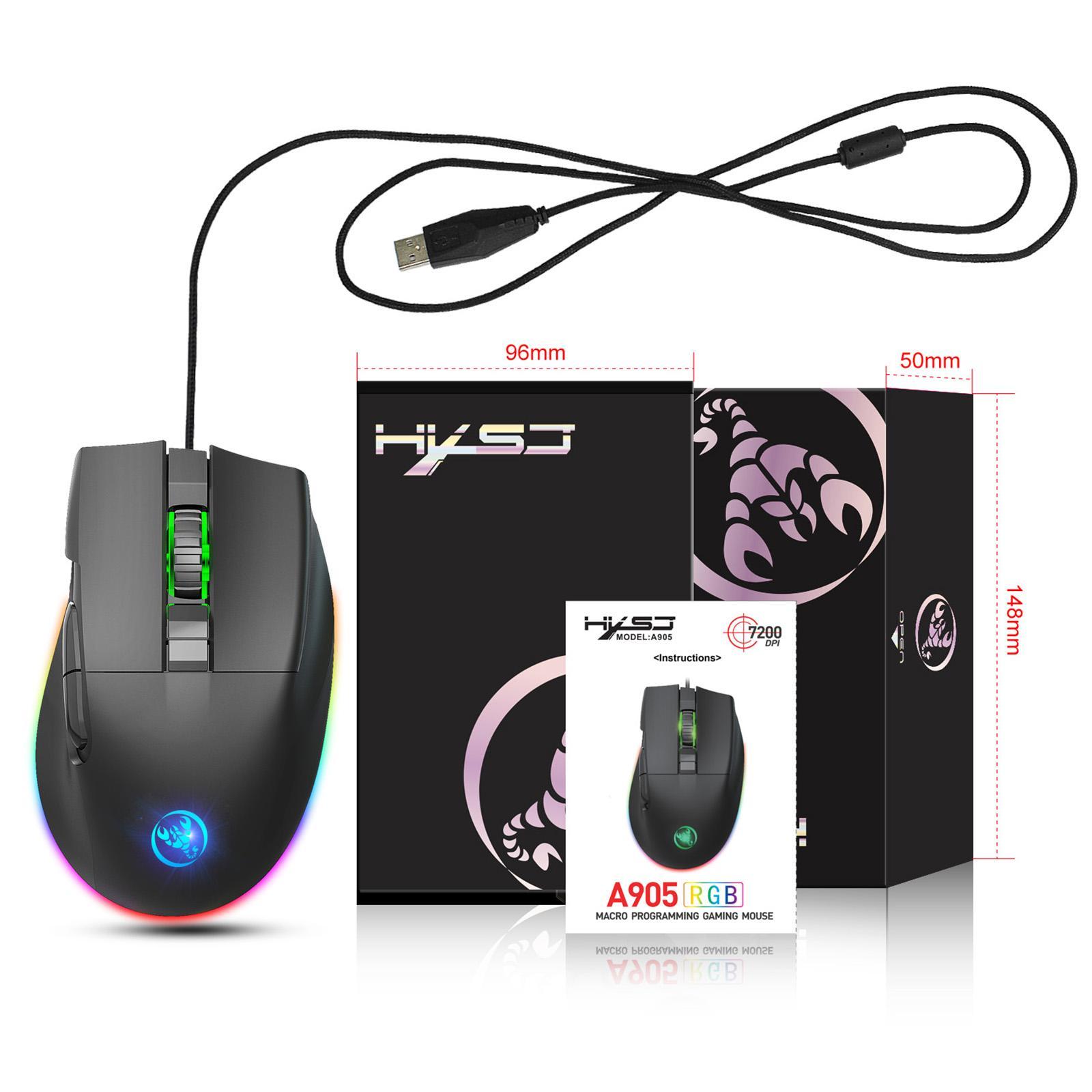 USB Wired Gaming Mouse 8 Programmable Buttons 6 Adjustable DPI with Side Buttons Fire Button RGB Lighting Computer Mice for Work PC Laptop