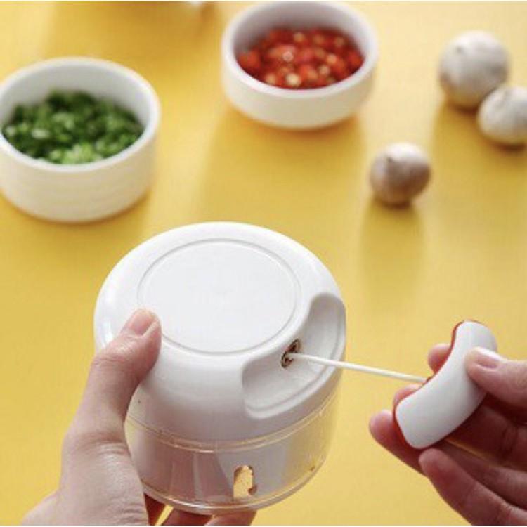 Máy Xay Tỏi Ớt Mini Cầm Tay Tiện Dụng Xay Tỏi Kéo Tay Siêu Nhanh Food Chopper