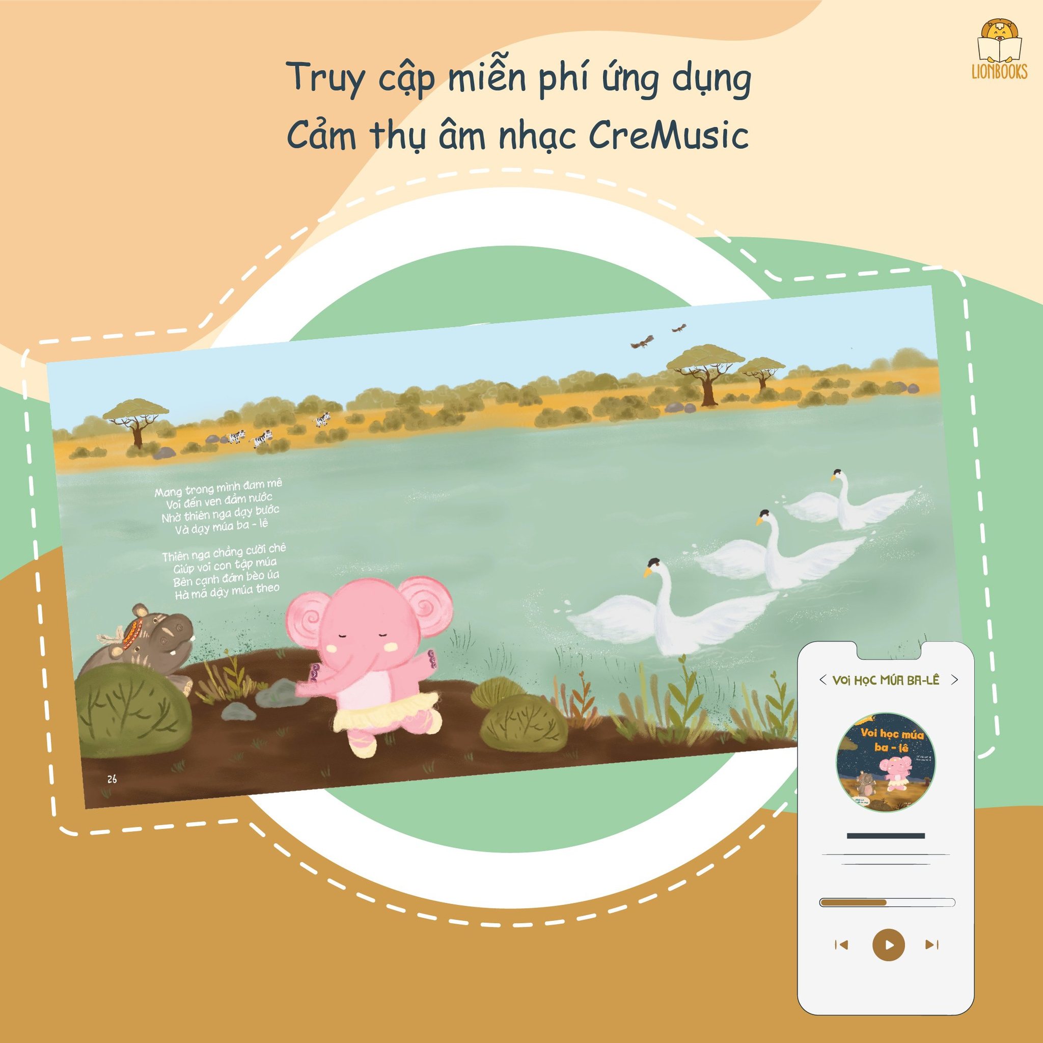 Sách Thơ Âm Nhạc - Cuốn Voi Học Múa Ba-lê - Sách bìa cứng tặng sticker và mã đăng nhập App Cảm thụ âm nhạc