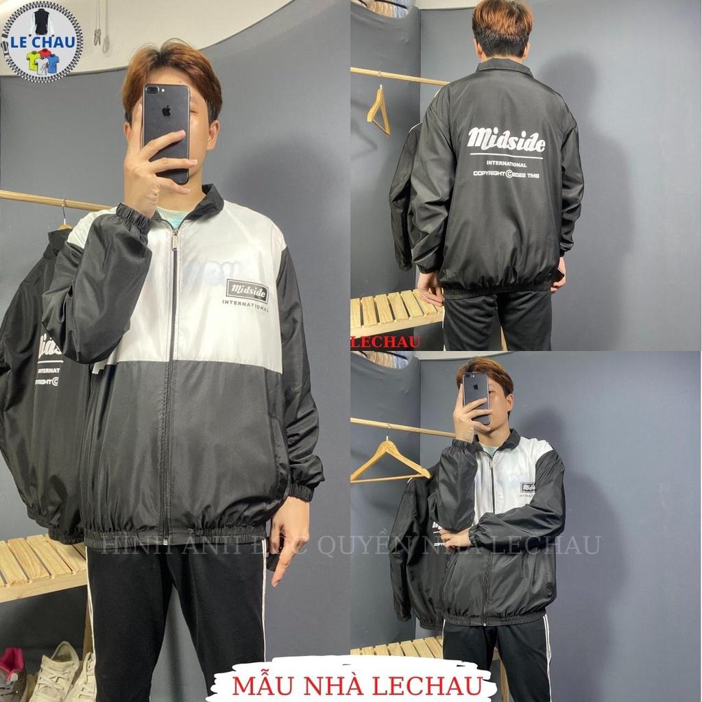 Áo khoác dù unisex form rộng in hình NGÔI SAO jacket nam nữ giá rẻ xịn xò ulzzang hottrend - Midside Đen XL &lt;60kg