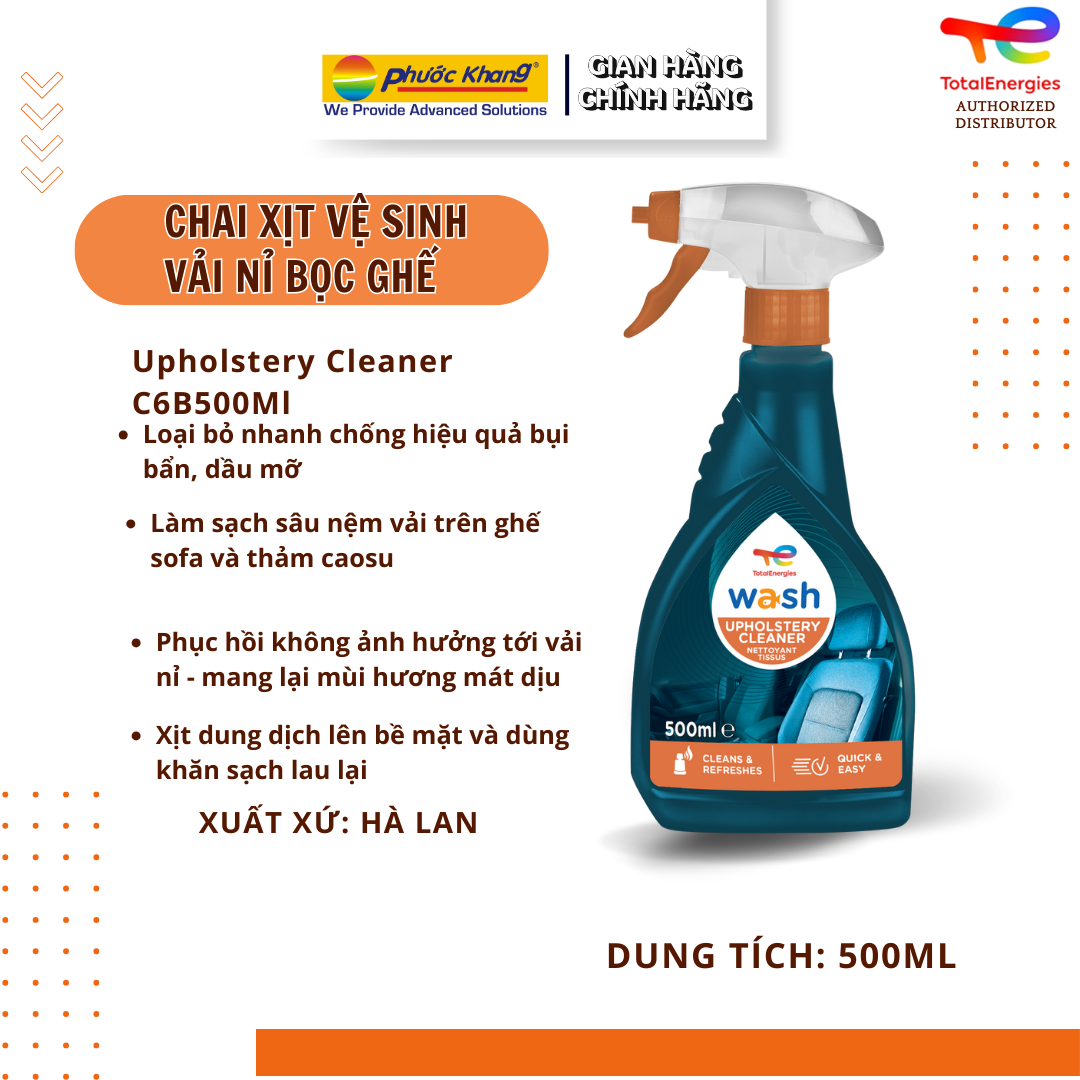Dung dịch vệ sinh vải bọc ghế nỉ, trần oto Total - Upholtery Cleaner 500ml
