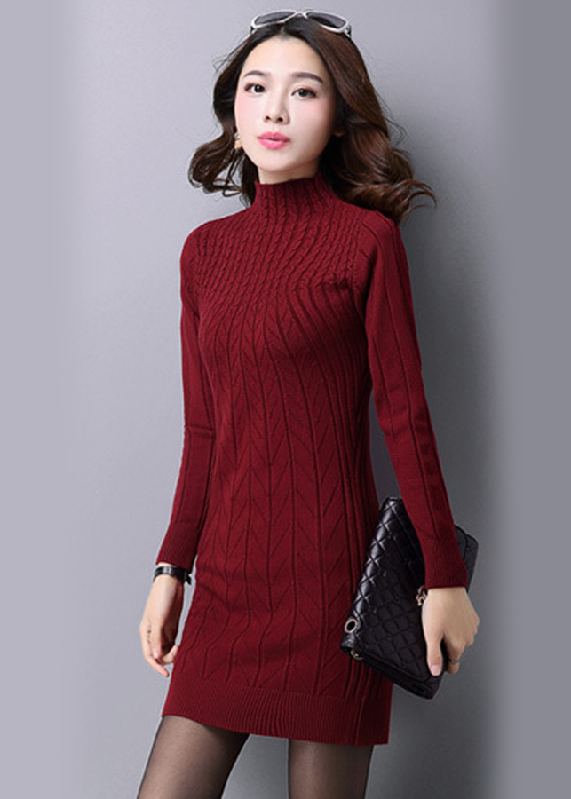Đầm len ôm Sang trọng Trang Nhã -DL6868  - Đỏ đô - M