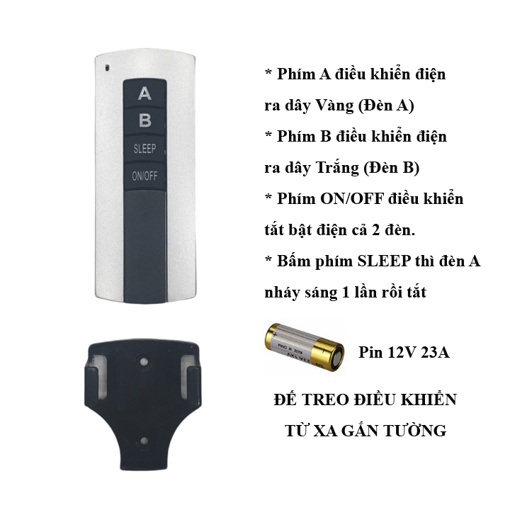 Công tắc điều khiển từ xa 2 cổng VISION (kèm remote)