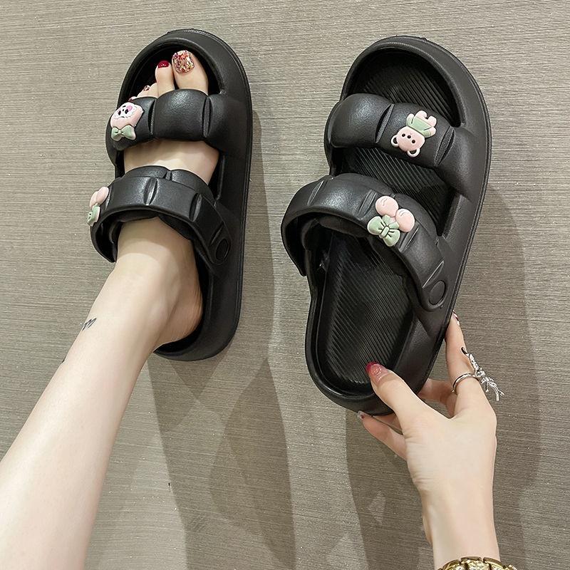 Dép sandal 2 quai ngang đế đúc độn cho nữ đi học đi chơi đi biển chống trơn trượt siêu cute - DL169 - Trắng trơn