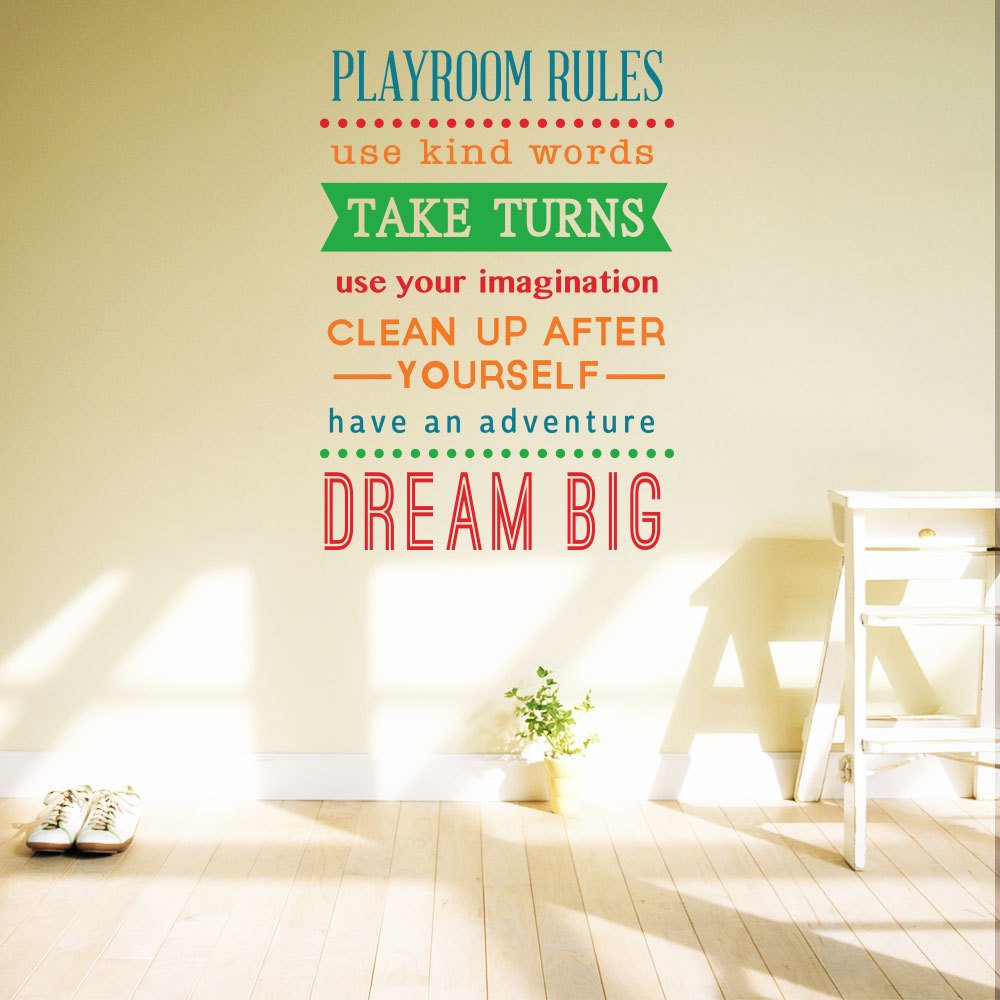 Decal dán tường Playroom rules truyền động lực