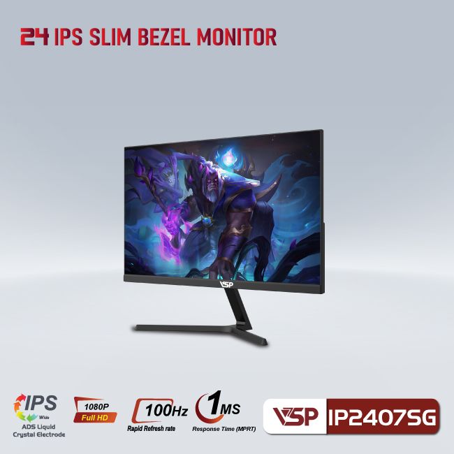 Màn hình máy tính 24inch VSP IP2407SG (23.8&quot; IPS FHD 100Hz, HDMI+VGA) - Hàng chính hãng VSP phân phối