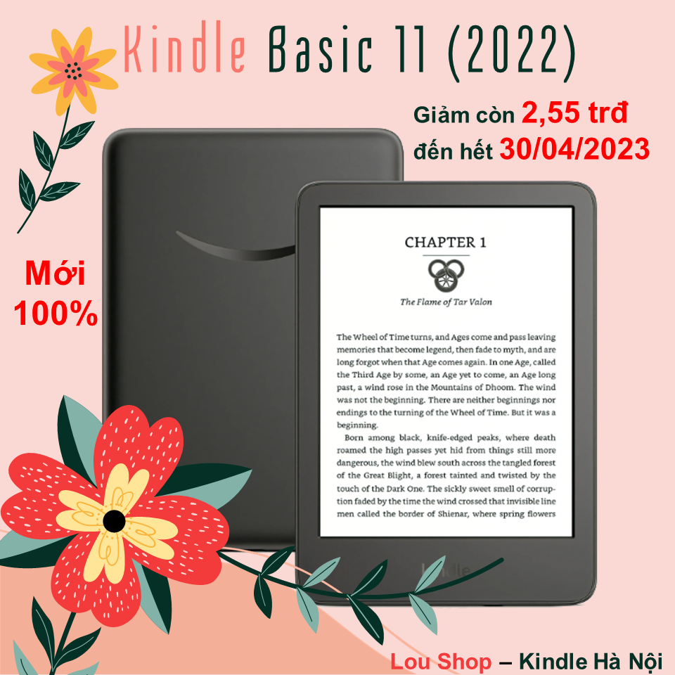 Máy đọc sách Kindle 2022 11th (Kindle basic 2022) có đèn nền 6inch 300PPI, Bluetooth, Audible, dung lượng 16GB - Hàng chính hãng