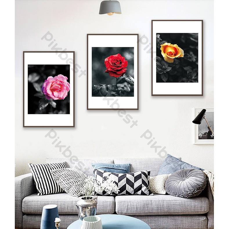 Tranh dán tường Combo 3 tranh Hoa Hồng dán tường MS645050
