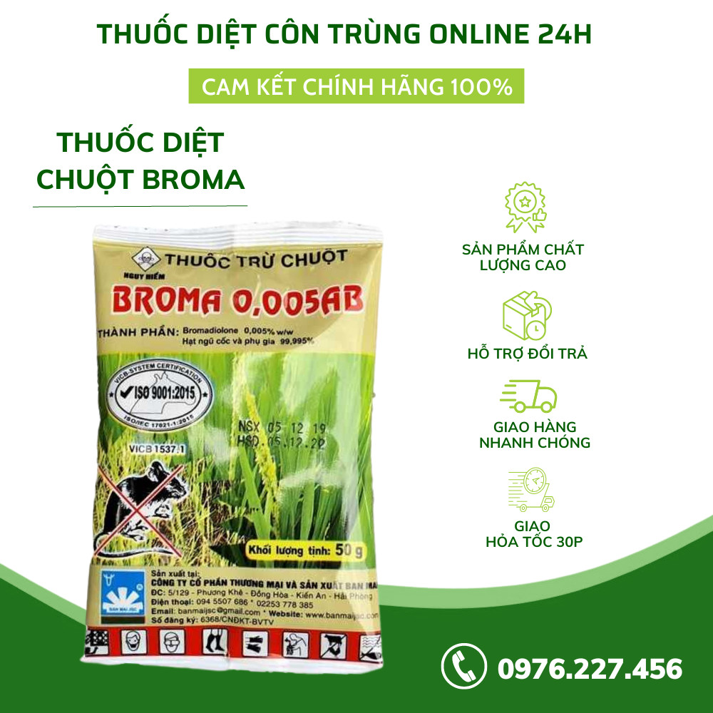 Thuốc Diệt Chuột Broma 0,005AB Diệt Trừ Chuột Sinh Học An Toàn 100 Gram - Dietcontrung.online24h